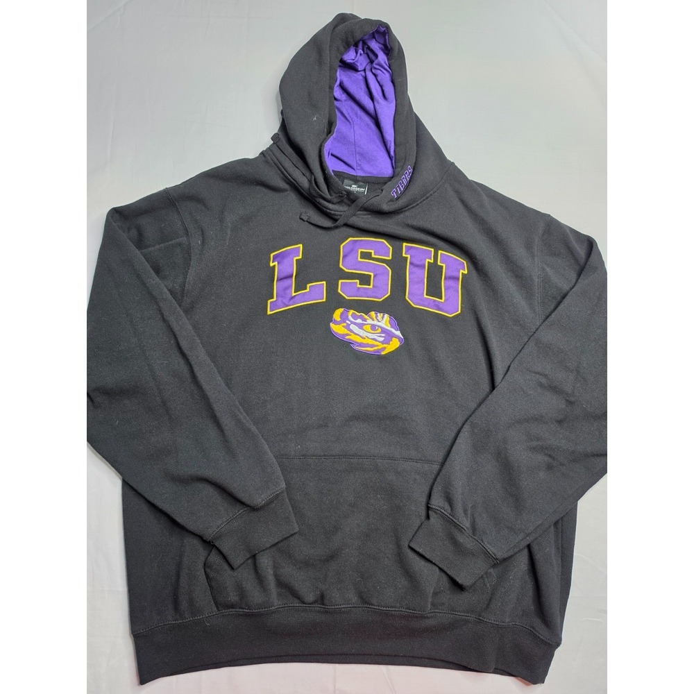Colosseum NCAA LSU Tigers Football Hoodie Men's 3XL Black Cotton Fleece Lined